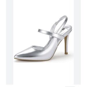 Silver strap sling back heel size 8 Display Shoe Classic Wedding Prom